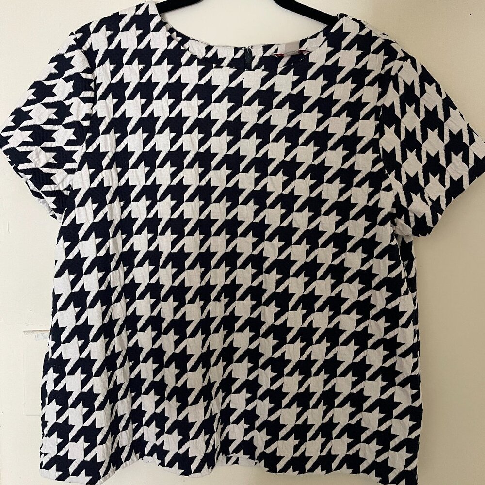 Brooks Brothers Women's Houndstooth Short Sleeve Top Size XL